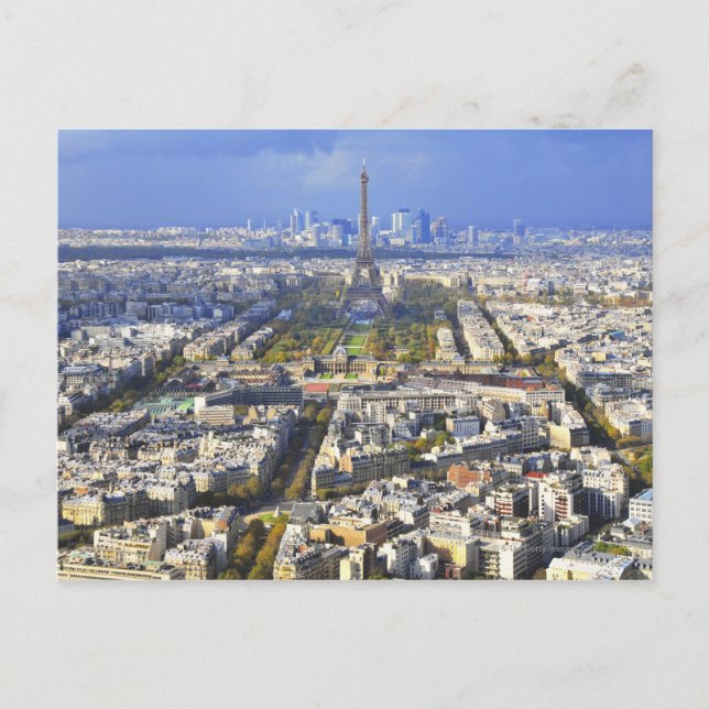 Carte Postale Paris avec la Tour Eiffel et La Défense (Devant)