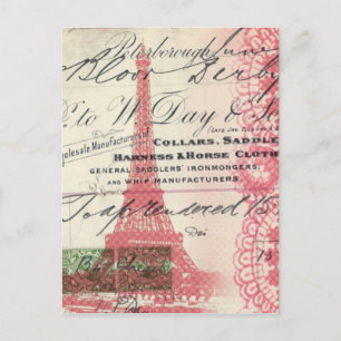 Carte Postale Paris chic scripts français dentelle tour eiffel r