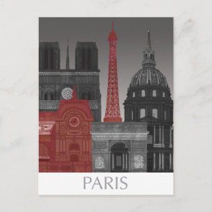 Carte Postale Paris Elevages par nuit - Rouge