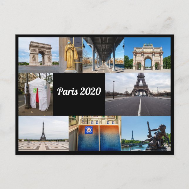 Carte Postale Paris en 2020 pendant le Lockdown de Covid-19 (Devant)