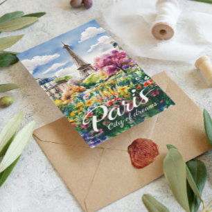 Carte Postale Paris En Fleur : Un rêve d'aquarelle