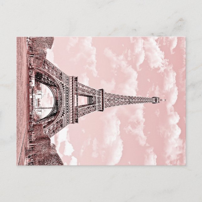 Carte Postale Paris en Pink Tour Eiffel France (Devant)