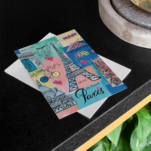 Carte Postale Paris, France (Postcard on table)