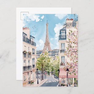 Carte Postale Paris France Aquarelle Peinture Voyage