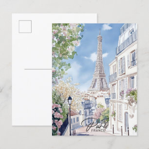 Carte Postale Paris France Aquarelle Peinture Voyage