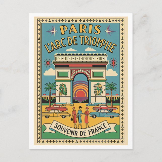 Carte Postale Paris, France – Arc de Triomphe Rétro 1950s (Devant)
