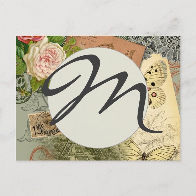 Carte Postale Paris France Art Antique Collage Eiffel Français (Devant)