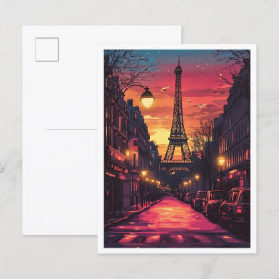 Carte Postale Paris France Art Vintage Illustration Voyage