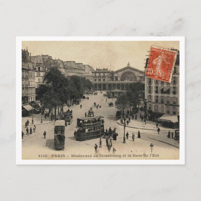Carte Postale Paris France, Boulevard Strasbourg Gare Vintage (Devant)