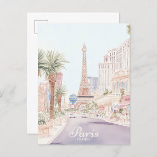 Carte Postale Paris France Illustration Gouache Voyage