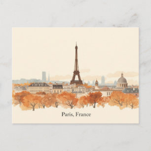 Carte Postale Paris, France Minimaliste Boho Voyage