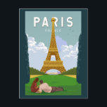 Carte Postale Paris France Retro Travel Art Vintage<br><div class="desc">Décor de voyage rétro à Paris dans un style emblème. La Tour Eiffel est une tour de treillis en fer forgé sur le Champ de Mars à Paris.</div>