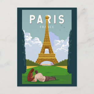 Carte Postale Paris France Retro Travel Art Vintage