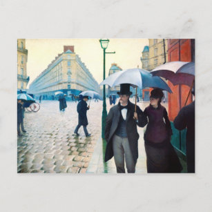 Carte postale Paris France Street Scene Rainy Day