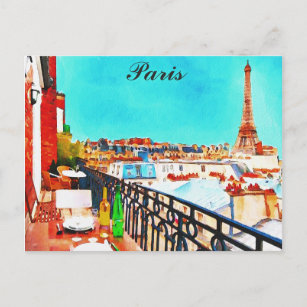 Carte Postale Paris France Tour Eiffel Aquarelle