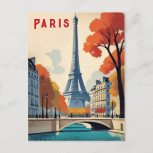 Carte Postale Paris France Tour Eiffel Automne Retro Voyage