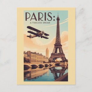 Carte Postale Paris France Tour Eiffel Avion Vintage