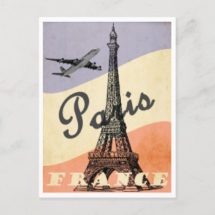 Carte Postale Paris, France, Tour Eiffel, Style Vintage