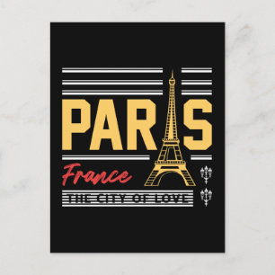 Carte Postale Paris France Tour Eiffel Typographie Rétro Voyage