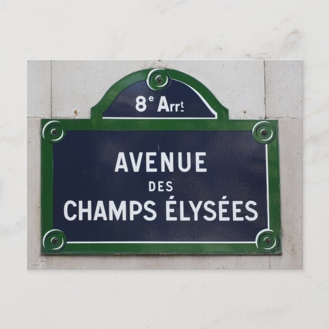 Carte Postale Paris French Street Signes Champs Elysées (Devant)