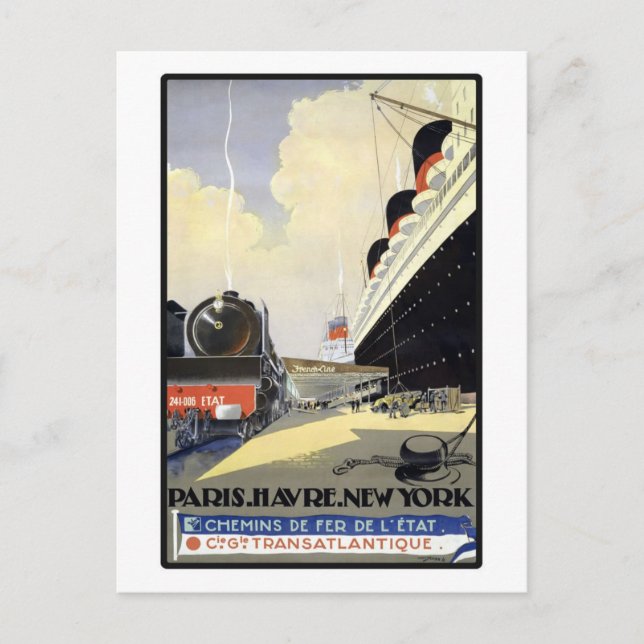 Carte Postale Paris Havre New York (Devant)