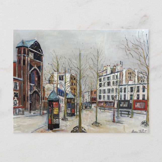 Carte Postale Paris, la Place des Abbesses; Utrillo (Devant)