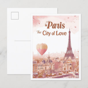 Carte Postale Paris la ville de l'amour Art Travel Illustration