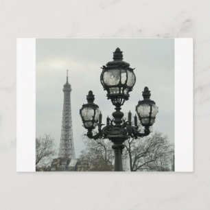 Carte Postale Paris Lamp Post and Eiffel Tower Scene