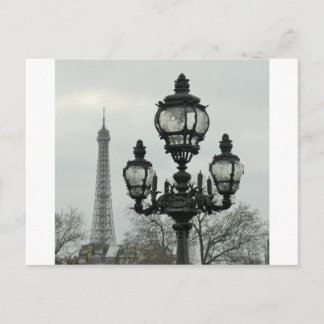 Carte Postale Paris Lamp Post and Eiffel Tower Scene