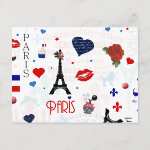 Carte Postale Paris motif avec Tour Eiffel