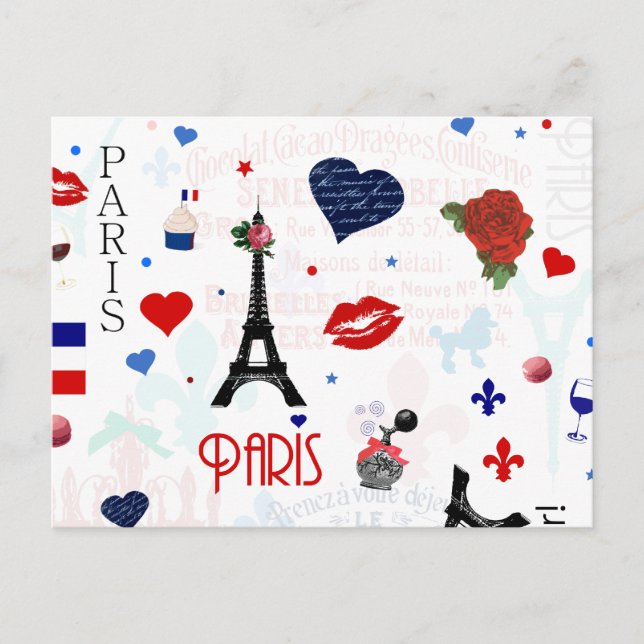 Carte Postale Paris motif avec Tour Eiffel (Devant)
