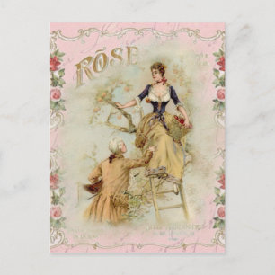 Carte Postale Paris romantique Shabbychic rose