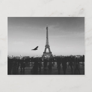 Carte Postale Paris romantique Tour Eiffel Noir et blanc