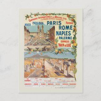 Carte Postale Paris Rome Naples Poster vintage 1905