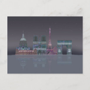 Carte Postale Paris Skyline Réflexions nocturnes