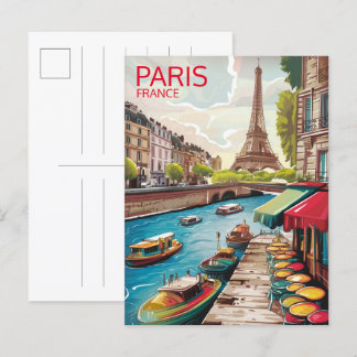 Carte Postale Paris Tour Effiel vintage vieilles rues cadeaux