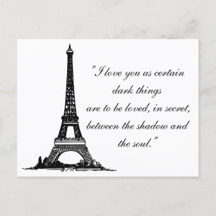 Carte Postale Paris Tour Eiffel avec texte de couple Amour