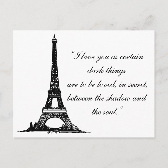 Carte Postale Paris Tour Eiffel avec texte de couple Amour (Devant)