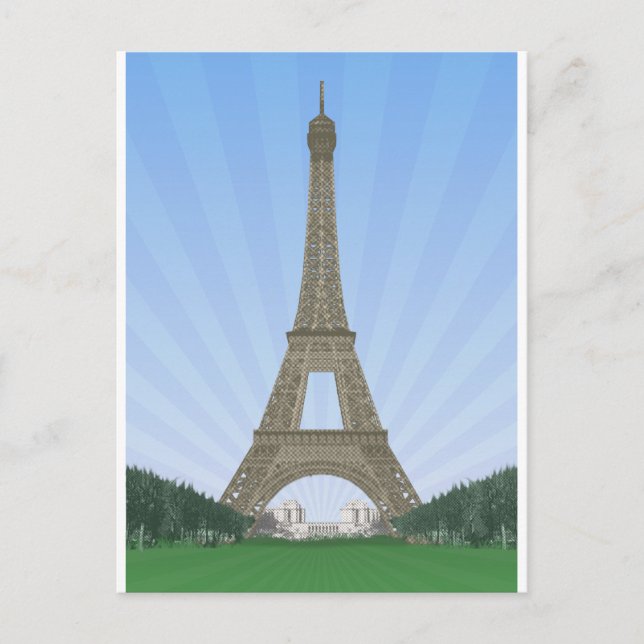 Carte Postale Paris : Tour Eiffel : Dessin vectoriel : (Devant)