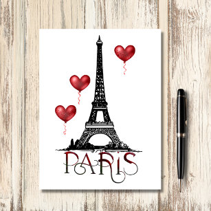 Carte Postale Paris, Tour Eiffel et Ballons rouges Belles