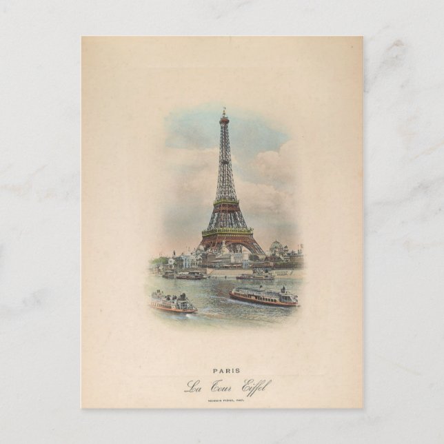 Carte Postale Paris Tour Eiffel photo d'art antique (Devant)
