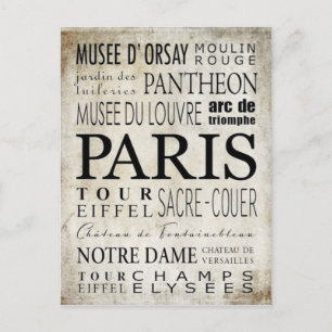 Carte Postale Paris Typografy