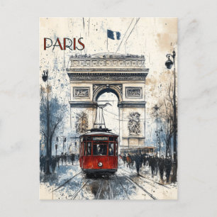 Carte Postale Paris vintage Avec l'Arc de Triomphe