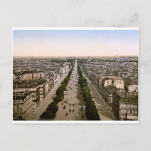 Carte Postale Paris vintage, Avenue des Champs-Élysées panorama