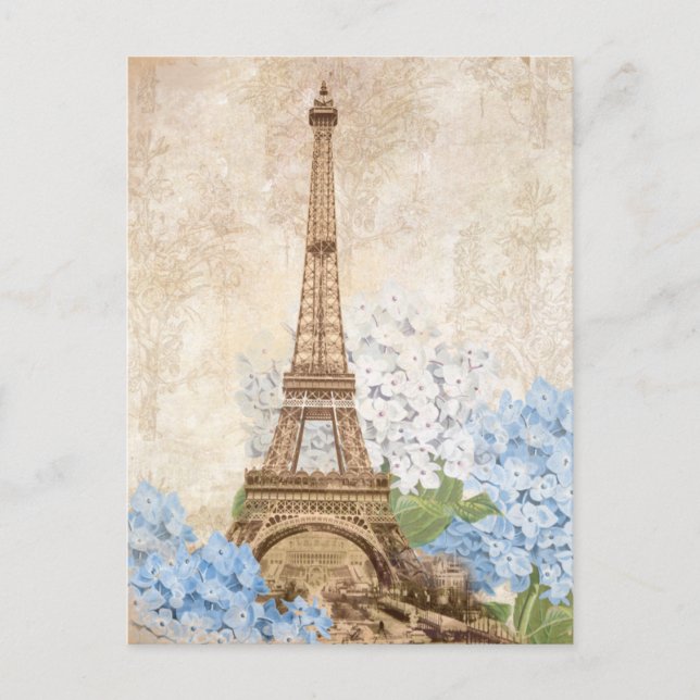 Carte postale Paris Vintage Blue Hydrangea (Devant)