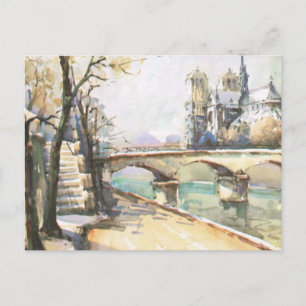 Carte Postale Paris vintage, Notre Dame, La Seine