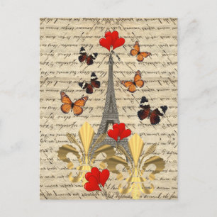 Carte Postale Paris vintage & papillons