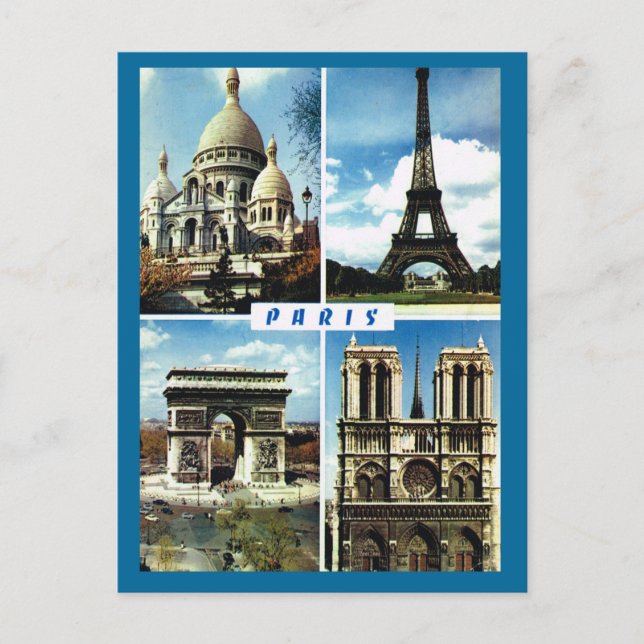 Carte Postale Paris vintage, Paris Multiview (Devant)