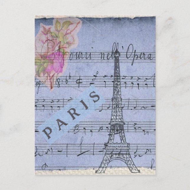 Carte postale Paris Vintage Style Collage (Devant)