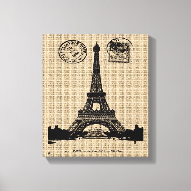 Carte postale Paris vintage sur toile (Recto)